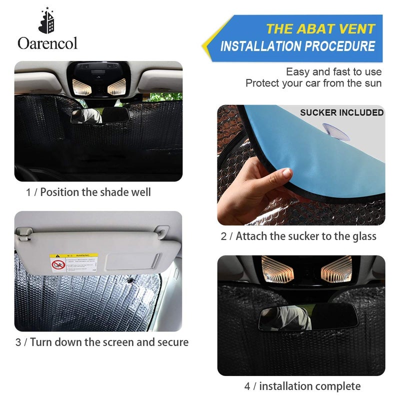Oarencol Butterfly Daisy Car Windshield Sun Shade Blue Hydrangea Yellow Flowers Foldable UV Ray Sun Visor Protector Sunshade to Keep Your Vehicle Cool (55" x 27.6") - Image 4